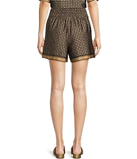 Le' AL.X Logo Print Satin High Smock Waisted Coordinating Boxing Shorts