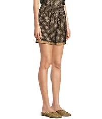 Le' AL.X Logo Print Satin High Smock Waisted Coordinating Boxing Shorts