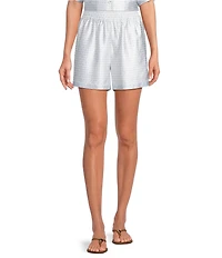 Le' AL.X Logo Print Satin High Smock Waisted Coordinating Boxing Shorts