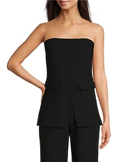 Le' AL.X Woven Crepe Straight Neck Sleeveless Cargo Suit Coordinating Top