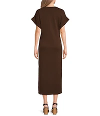 Le' AL.X Crewneck Short Sleeve Maxi T-Shirt Dress