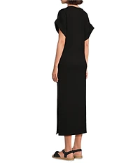 Le' AL.X Crewneck Short Sleeve Maxi T-Shirt Dress
