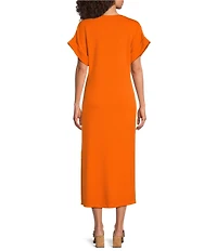 Le' AL.X Crewneck Short Sleeve Maxi T-Shirt Dress