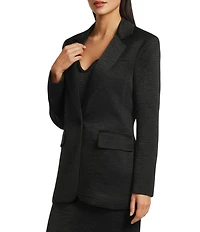 Le' AL.X Crinkle Notch Lapel Long Sleeve Button Front Coordinating Blazer