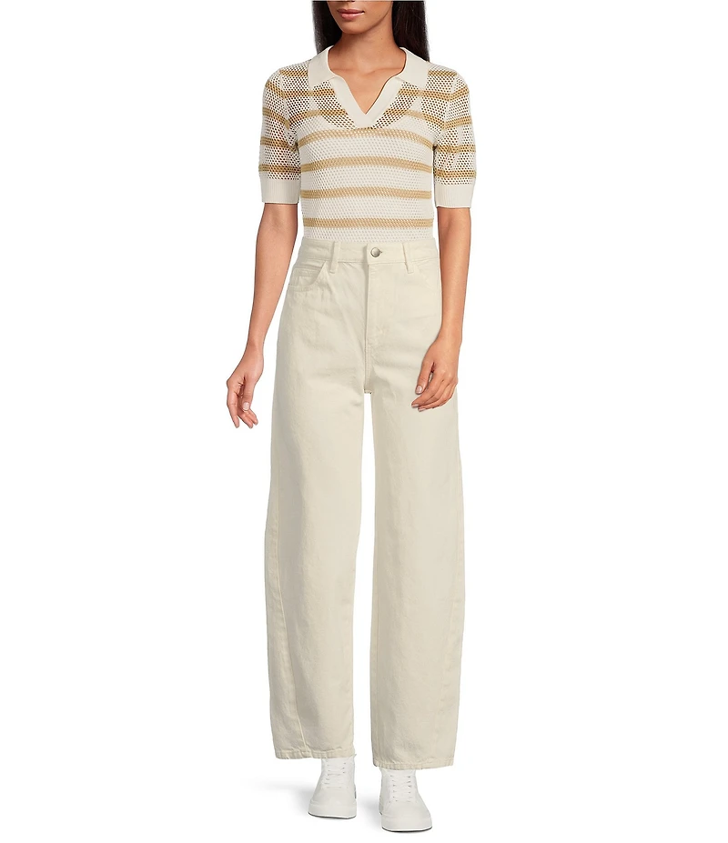 Le' AL.X Denim High Rise Twist Seam Barrel Leg Jeans