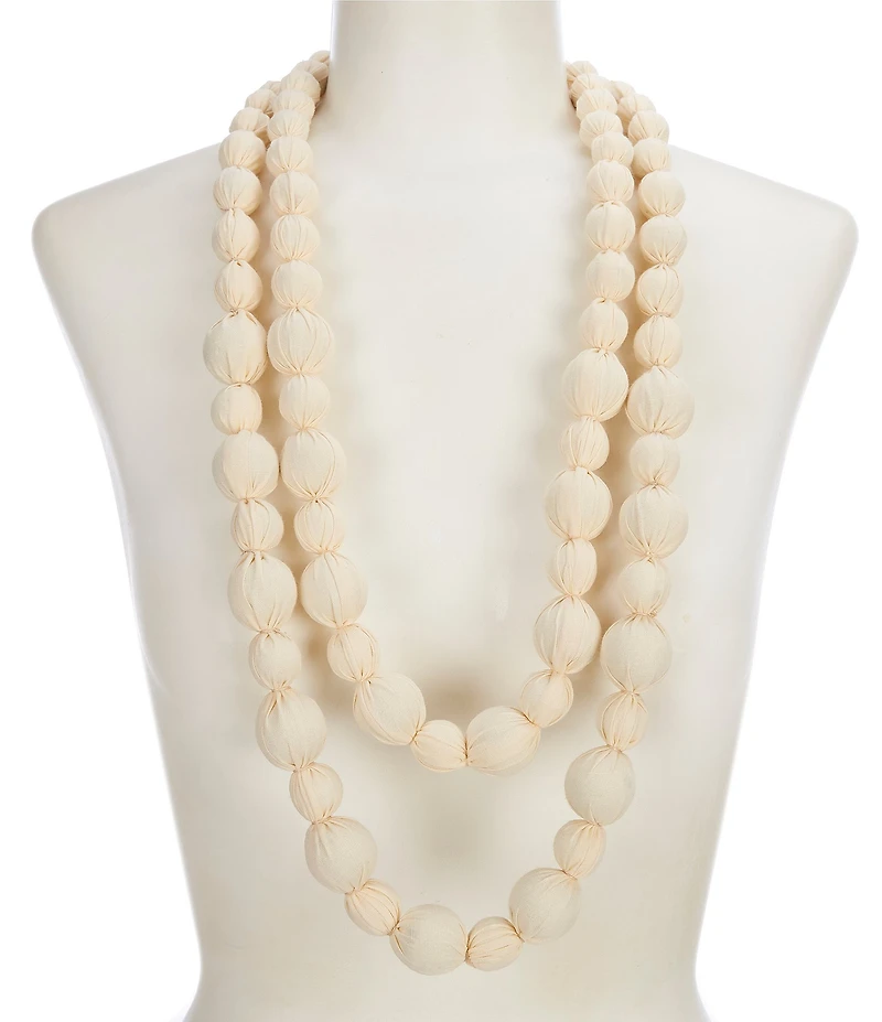 Le' AL.X Dual Strand Silk Wrapped Ceramic Beaded Adjustable Cord Statement Long Necklace