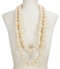 Le' AL.X Dual Strand Silk Wrapped Ceramic Beaded Adjustable Cord Statement Long Necklace