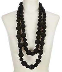 Le' AL.X Dual Strand Silk Wrapped Ceramic Beaded Adjustable Cord Statement Long Necklace