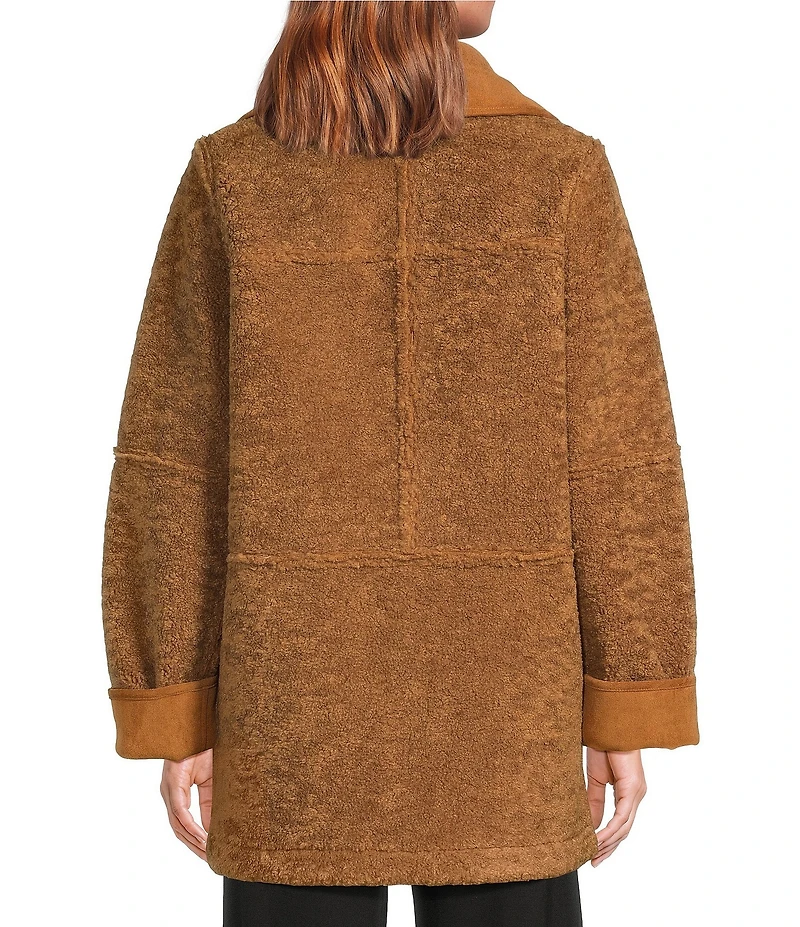 Le' AL.X Faux Suede Reversible Sherpa Point Collar Long Sleeve Long Length Field Jacket