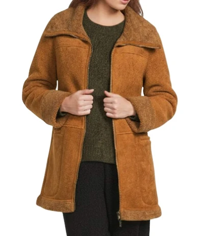 Le' AL.X Faux Suede Reversible Sherpa Point Collar Long Sleeve Long Length Field Jacket