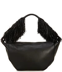 Le' AL.X Genuine Leather Fringe Handle Hobo Shoulder Bag
