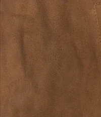 Le' AL.X Genuine Suede Pleated Crew Neck Long Sleeve Button Front Bomber Jacket