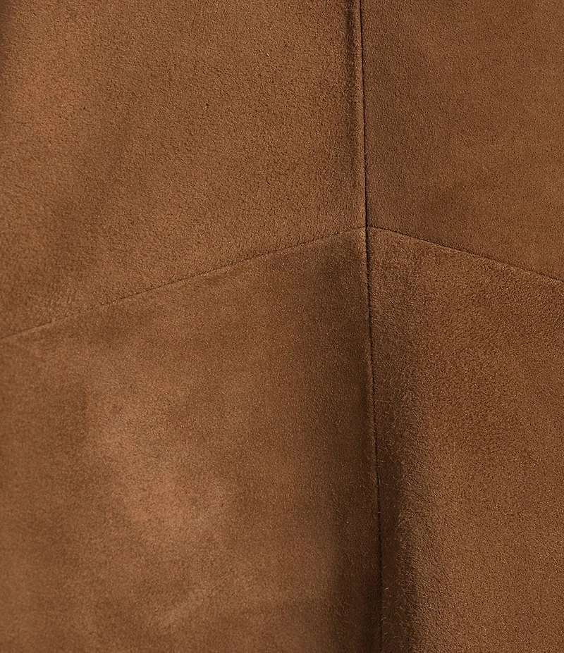 Le' AL.X Genuine Suede V-Neck Short Sleeve A-Line Mini Dress