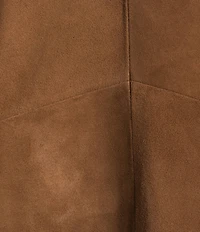 Le' AL.X Genuine Suede V-Neck Short Sleeve A-Line Mini Dress