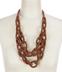 Le' AL.X Glass Beaded Chain Corded Adjustable Necklace