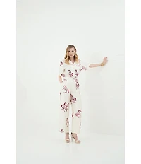 Le' AL.X Horse Print Satin High Waisted Pleated Front Wide Leg Coordinating Pants