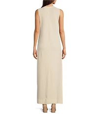 Le' AL.X Jersey Stretch Knit Crew Neck Sleeveless Coordinating Shift Maxi Dress