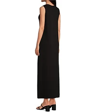 Le' AL.X Jersey Stretch Knit Crew Neck Sleeveless Coordinating Shift Maxi Dress