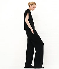 Le' AL.X Knit Crew Neck Drop Short Cuff Sleeve Coordinating Tee