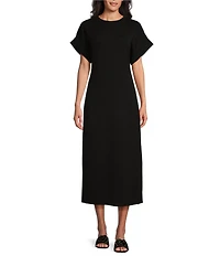 Le' AL.X Knit Crew Neck Short Cuffed Sleeve Midi T-Shirt Dress