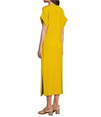 Le' AL.X Knit Crew Neck Short Cuffed Sleeve Midi T-Shirt Dress
