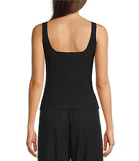 Le' AL.X Knit Ribbed Sqaure Neck Tank Top