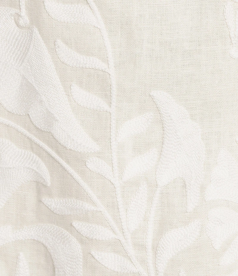 Le' AL.X Linen Embroidered Boat Neck Sleeveless Tunic Coordinating Top