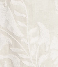 Le' AL.X Linen Embroidered Boat Neck Sleeveless Tunic Coordinating Top