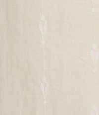 Le' AL.X Linen Floral Embroidered Crew Neck Short Sleeve Maxi Dress