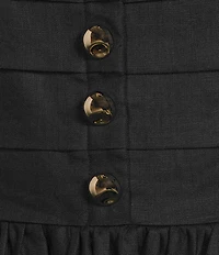 Le' AL.X Linen Pleated Strapless Button Front Empire Waist Midi Dress