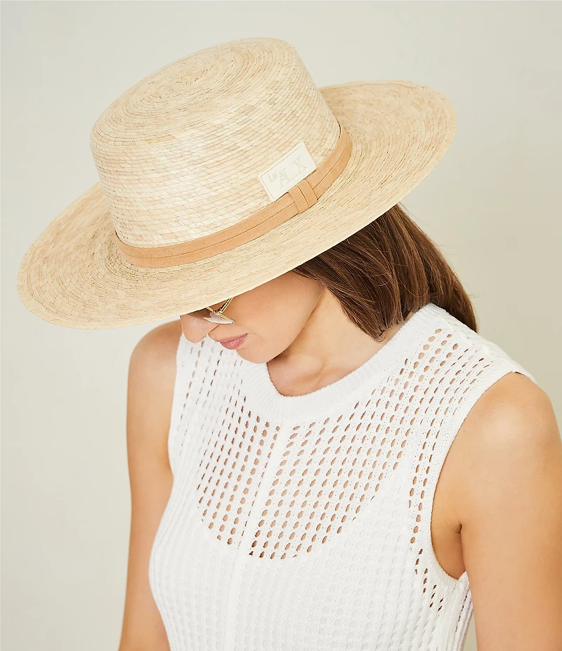 Le' AL.X Logo Patch Band Straw Panama Hat
