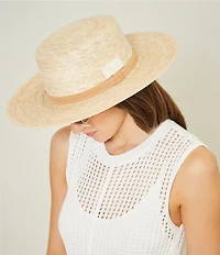 Le' AL.X Logo Patch Band Straw Panama Hat