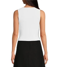 Le' AL.X Low V Neck Sleeveless Cropped Ribbed Knit Tank Top