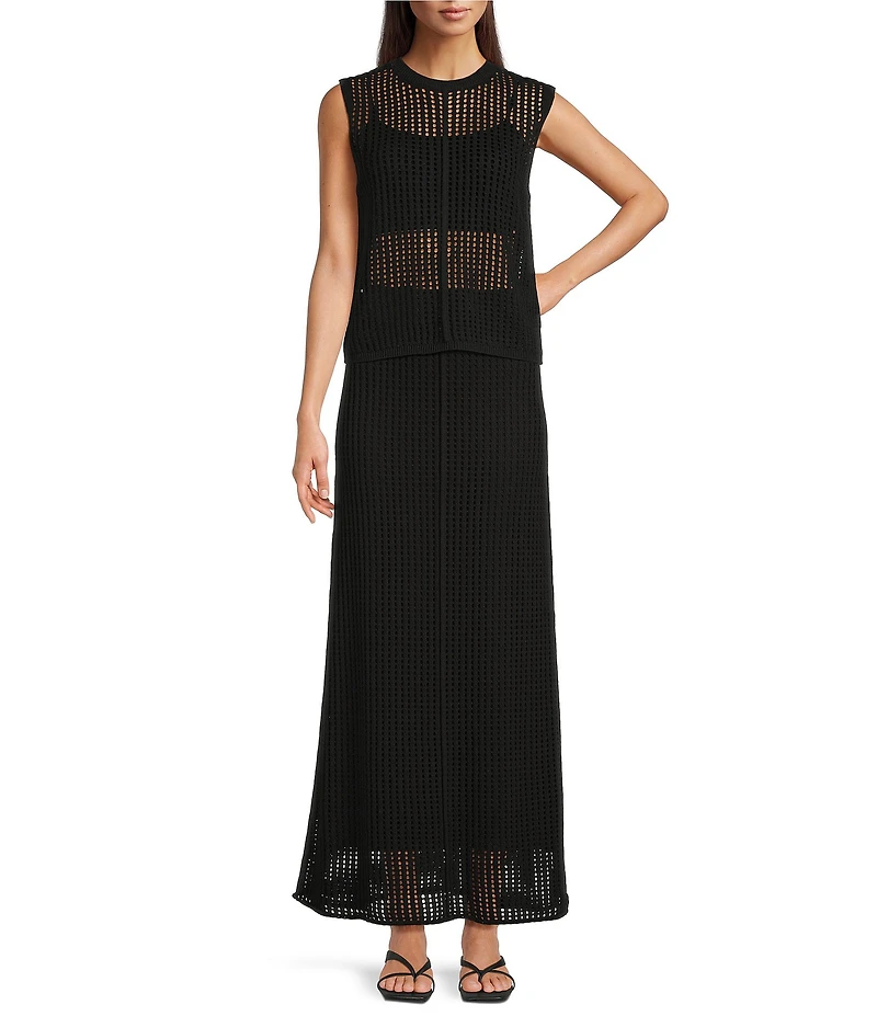 Le' AL.X Mesh Knit Crewneck Sleeveless Coordinating Tank