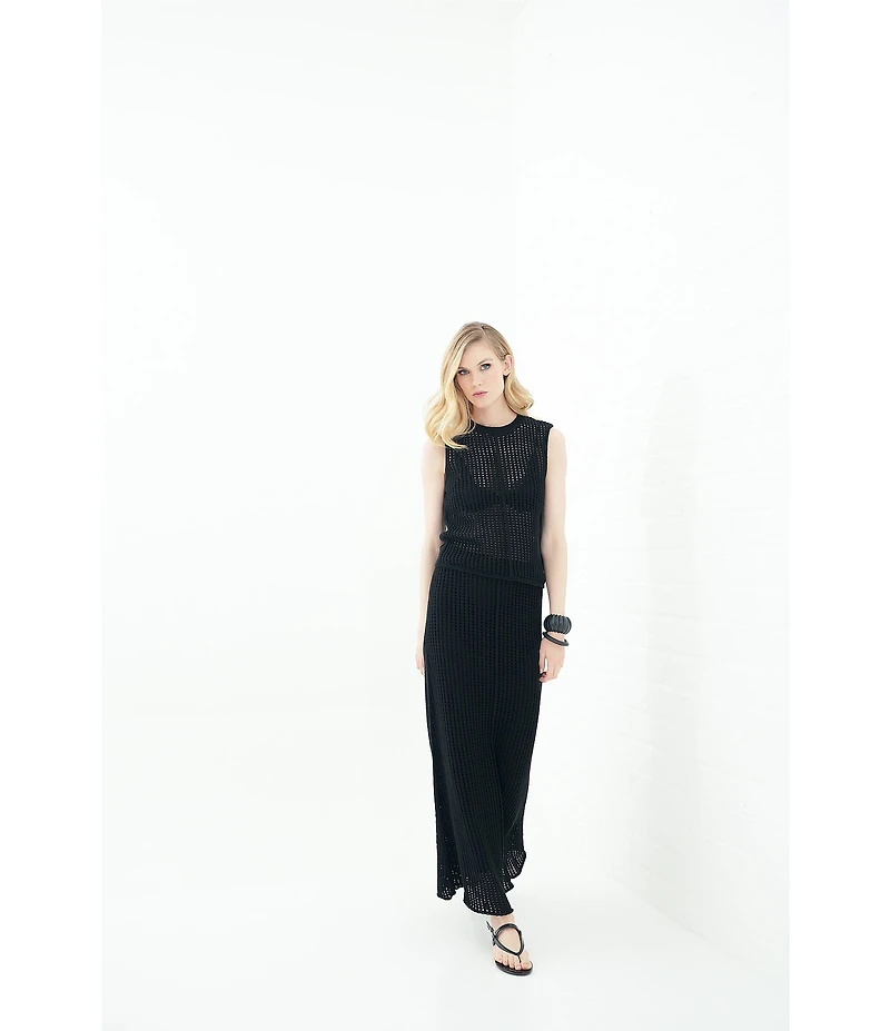 Le' AL.X Mesh Knit Crewneck Sleeveless Coordinating Tank