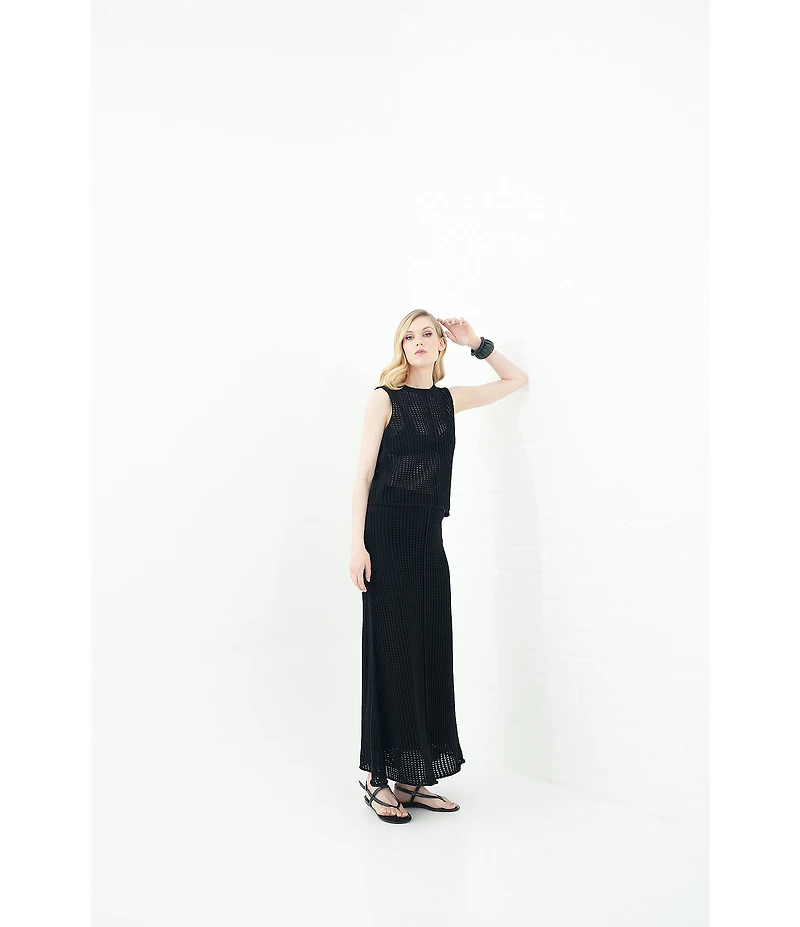 Le' AL.X Mesh Knit Crewneck Sleeveless Coordinating Tank