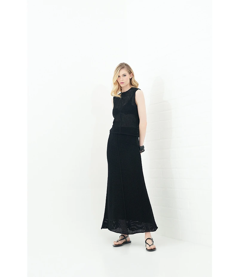 Le' AL.X Mesh Knit Mid Rise Coordinating Maxi Skirt