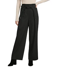 Le' AL.X Mid Rise Braided Leather Belt Ankle Length Pleated Trousers