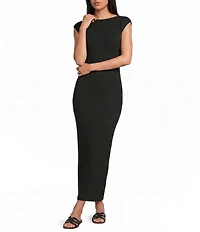 Le' AL.X Mock Neck Sleeveless Rib Knit Maxi Dress