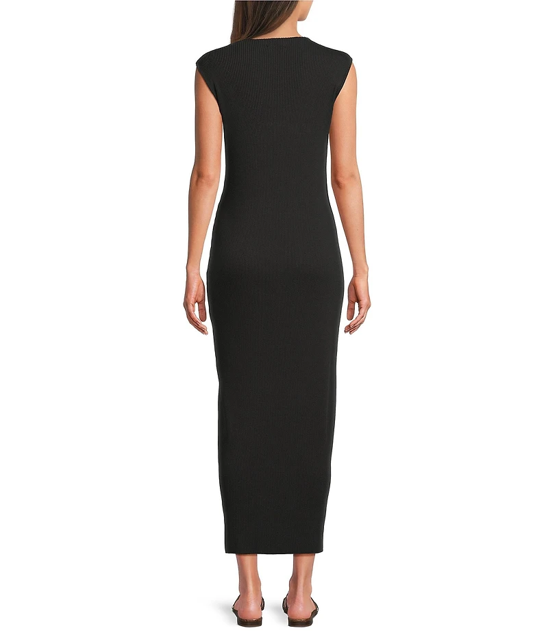 Le' AL.X Mock Neck Sleeveless Rib Knit Maxi Dress