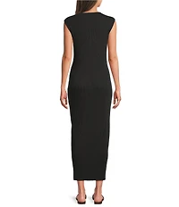 Le' AL.X Mock Neck Sleeveless Rib Knit Maxi Dress