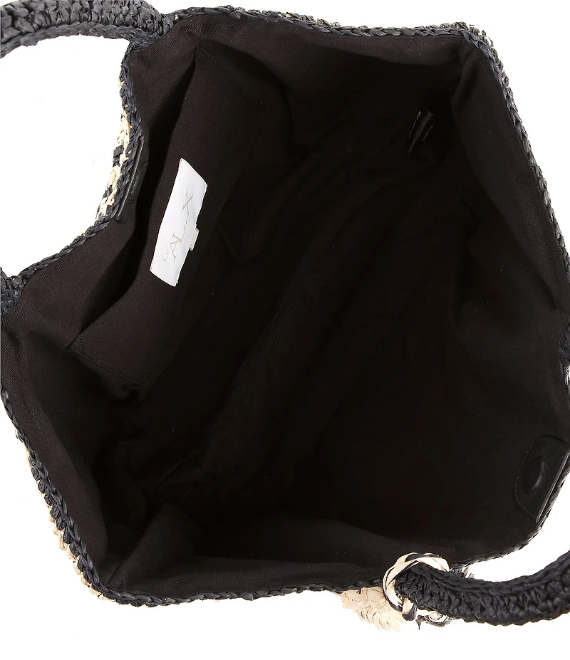 Le' AL.X Natural Paper Raffia Tiered Tassel Tote Bag