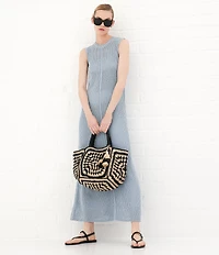 Le' AL.X Natural Paper Raffia Tiered Tassel Tote Bag