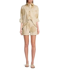 Le' AL.X Polka Dot Woven High Rise Coin Pocket Pleated Trouser Coordinating Shorts