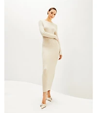 Le' AL.X Ribbed Knit Scoop Neck Long Sleeve Bodycon Flounce Maxi Dress