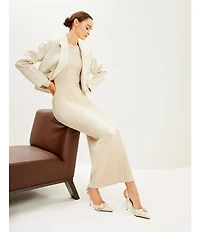 Le' AL.X Ribbed Knit Scoop Neck Long Sleeve Bodycon Flounce Maxi Dress