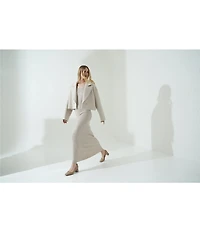 Le' AL.X Ribbed Knit Scoop Neck Long Sleeve Bodycon Flounce Maxi Dress