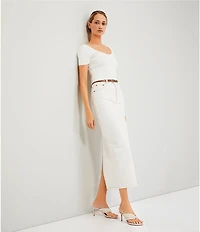 Le' AL.X Ribbed Knit Scoop Neck Short Sleeve Cropped Top