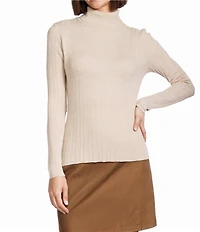 Le' AL.X Ribbed Knit Turtleneck Long Sleeve Fitted Shirt