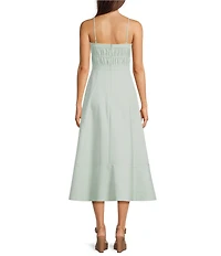 Le' AL.X Ruched Bodice Woven Spaghetti Strap Midi Dress